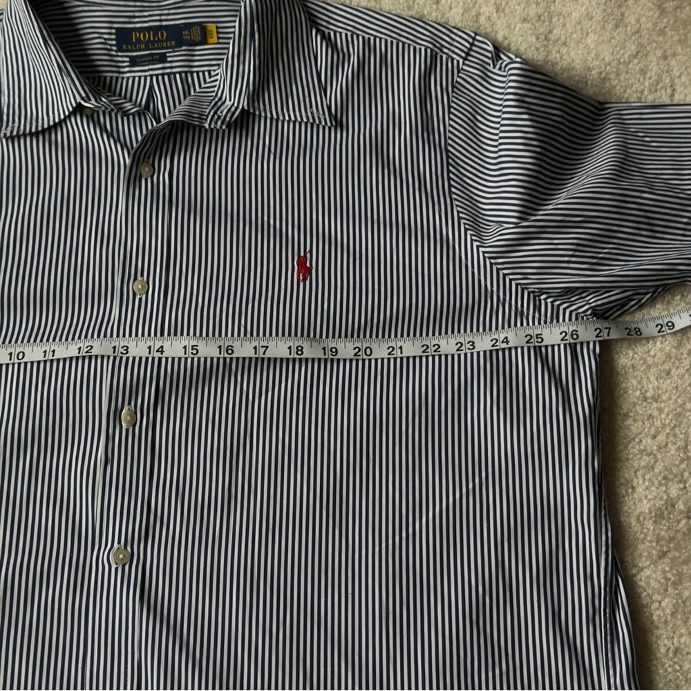 Polo by Ralph Lauren Blue and White Pinstripe Button-Down Shirt - Picture 6 of 13